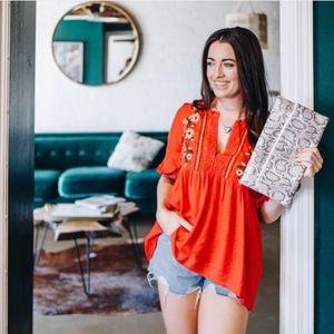 Red Embroidered Top